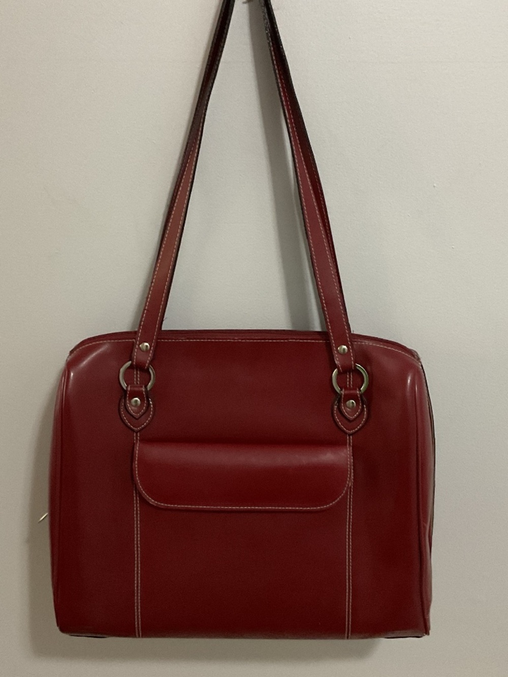 McKlein Genuine Leather, Red,Glenview 15” Ladies Laptop Shoulder Bag